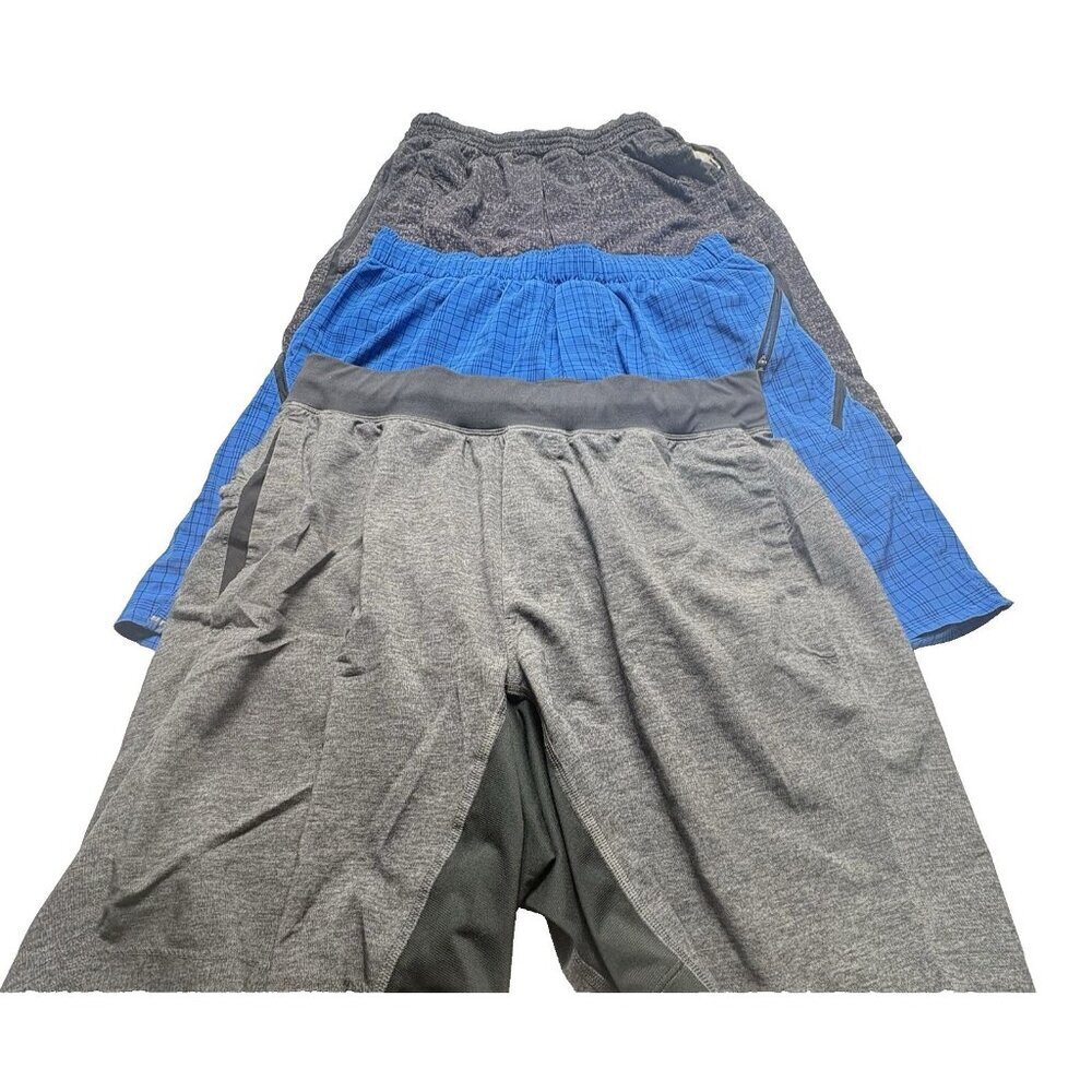 LULULEMON Men Bundle of 3 Pair Shorts Sz S/M Blue Gray Active Athleisure 79-26‎